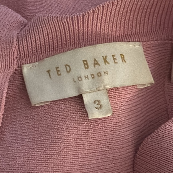 TED BAKER London‎ Dusty Rose Skater Cherina Bow Stretch Knit Dress size 3 8 10 M - Picture 7 of 7